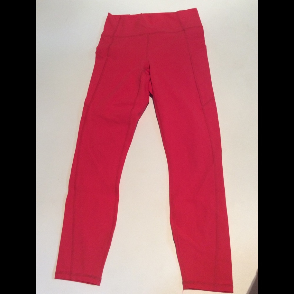 fabletics bright red leggings.
